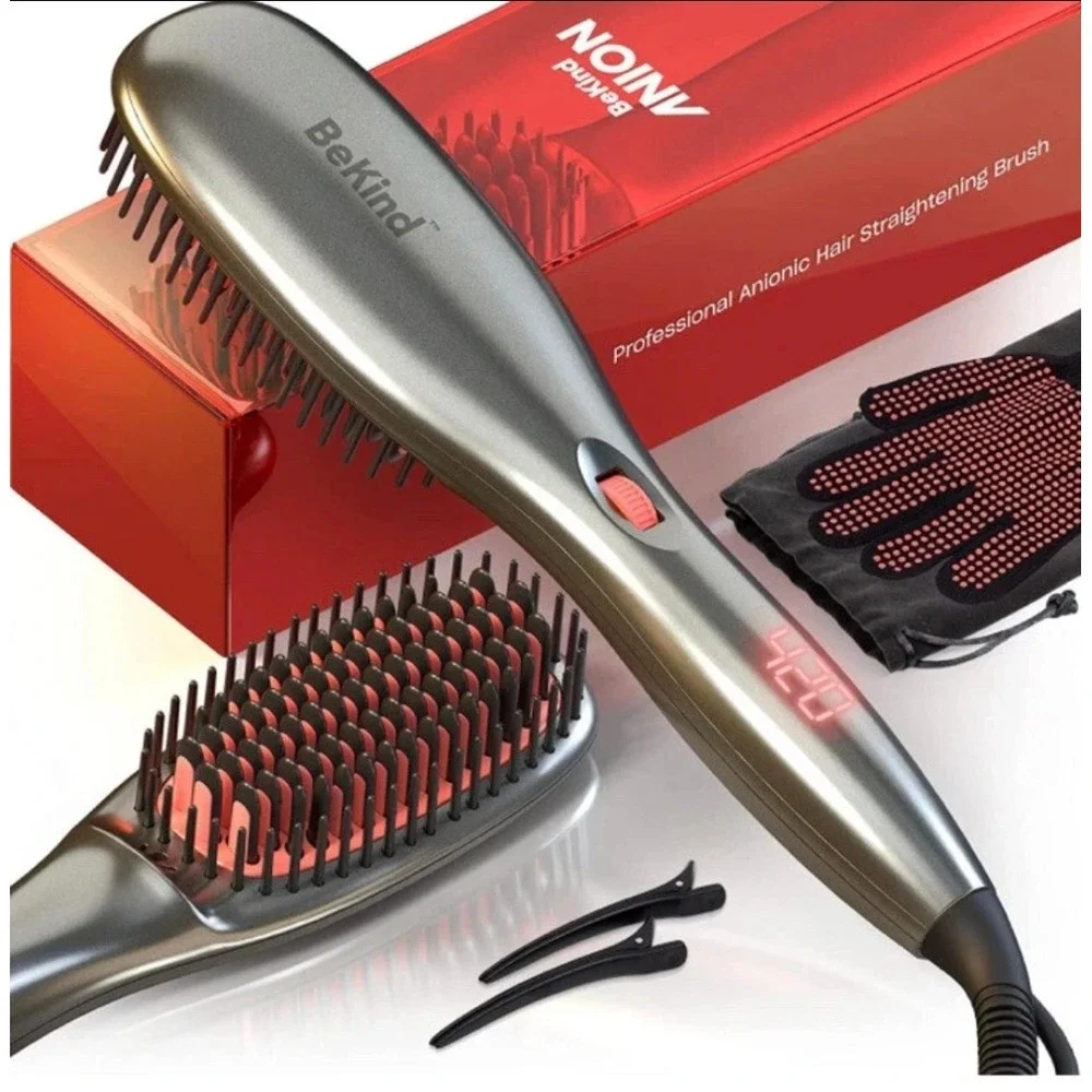 BeKind Professional Anion Hair Straightener Straightening Hairbrush Open Box
